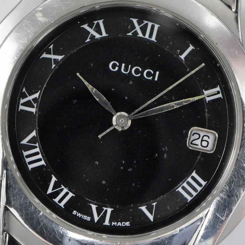 名東】【GUCCI】グッチ 5500M デイト ブラックローマ 黒文字盤 SS