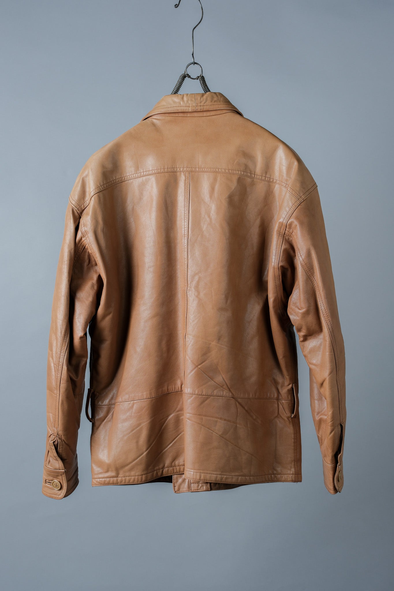 80's】Old GIORGIO ARMANI Zip Up Leather Jacket Size.46