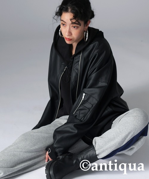 antiqua（アンティカ） ma1 ma-1 合皮レザーMA-1 レディース メンズ