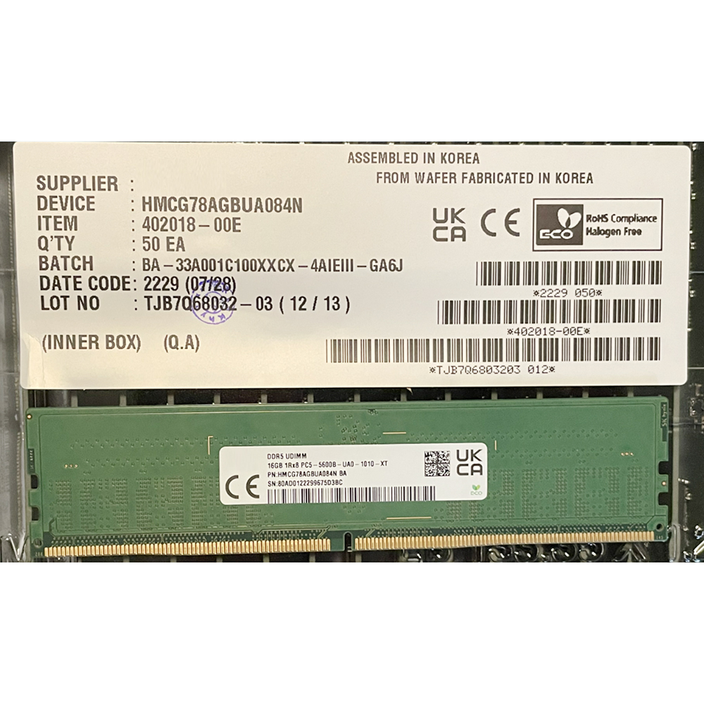1 Pcs 16GB For SK Hynix RAM 16G 1RX8 PC5 5600B DDR5 5600 Desktop