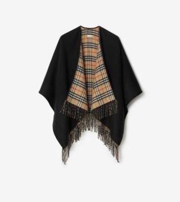 チェック ウール リバーシブル ケープ (ブラック) | Burberry®公式サイト