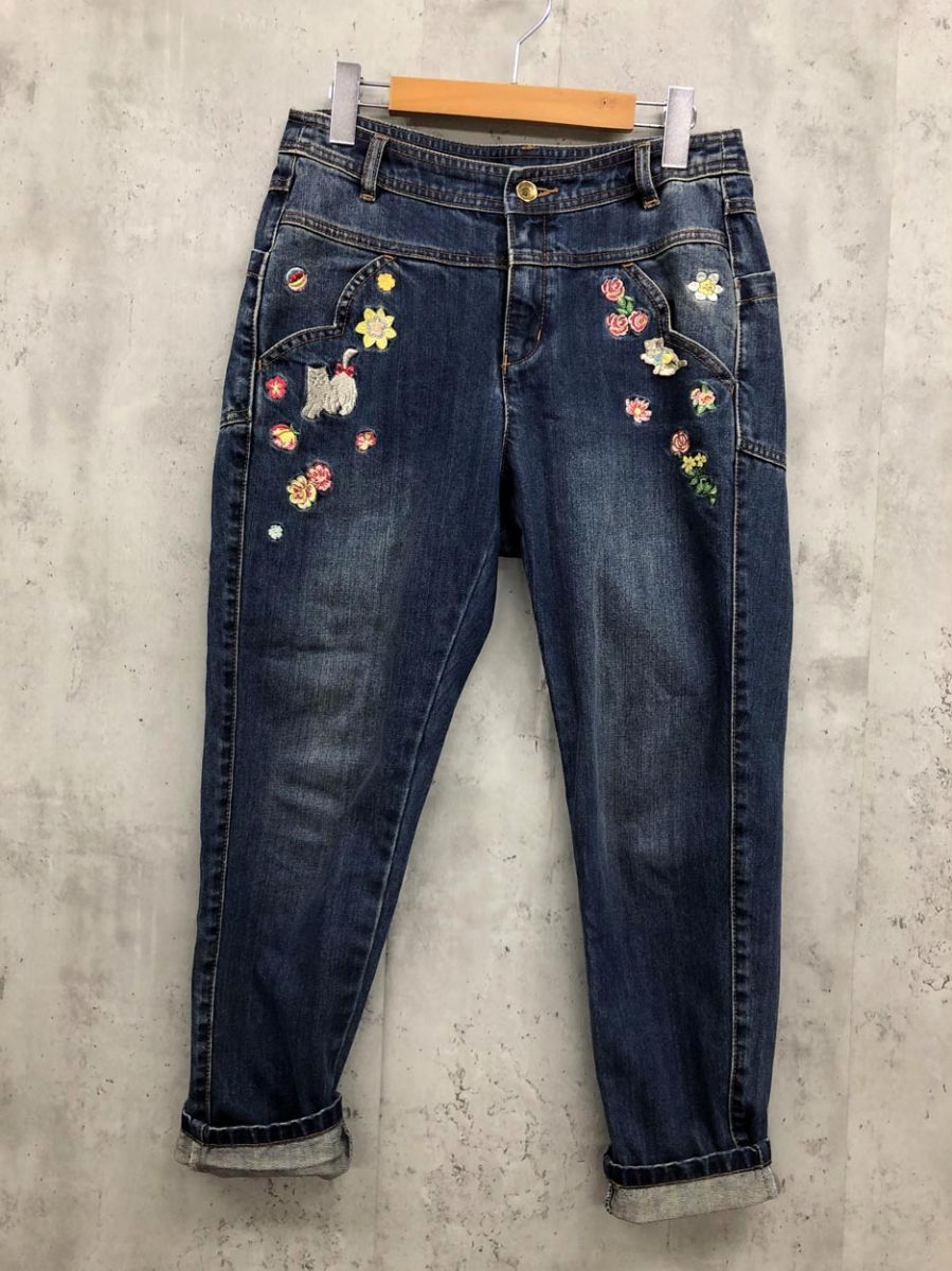 franche lippee フランシュリッペ 9145160 刺繍 ネコ お花 デニム