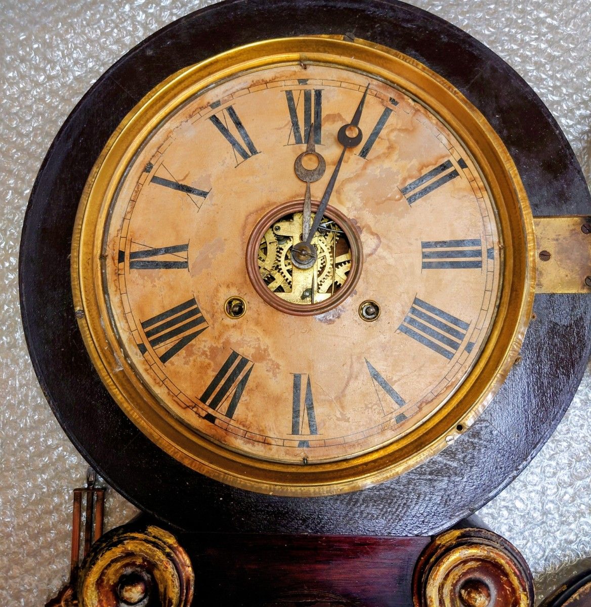 完動・美品〉イングラハム 金継 金箔本四ツ丸達磨型ゼンマイ振り子時計