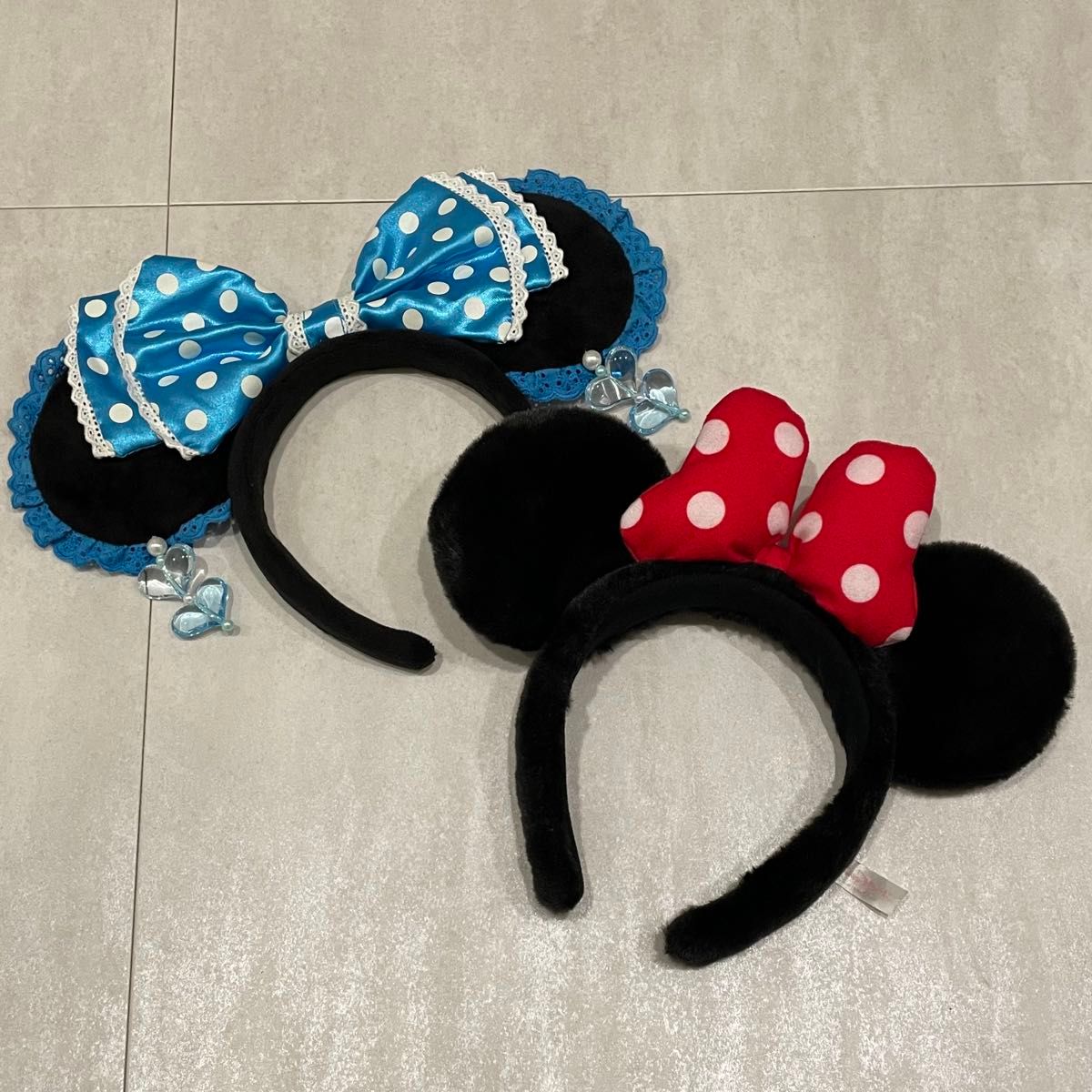 ミニー カチューシャ イヤリング 水色 水玉 イヤリングカチューシャ