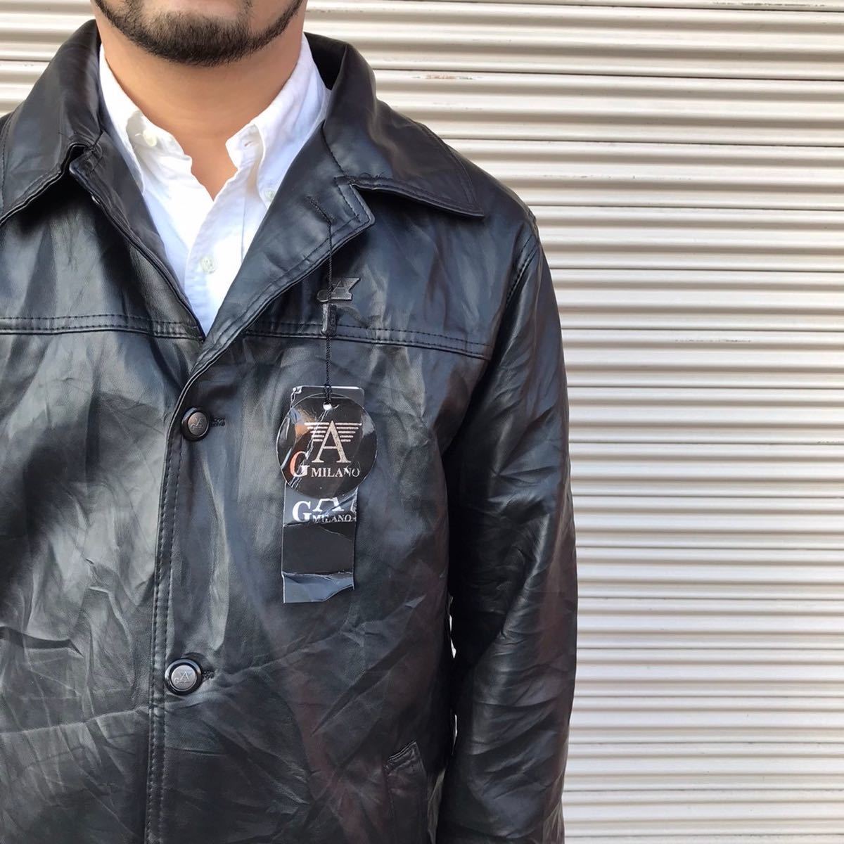 90s デッドストック イタリア製 AG MILANO ヴィンテージ レザーコート