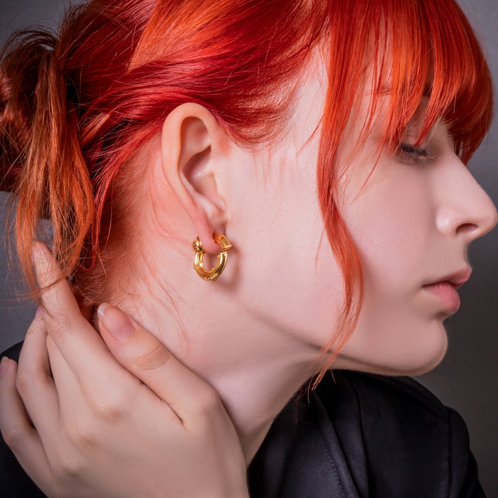 レイヤードCフープピアス 片耳用 ACE0200 Layered C hoop earrings