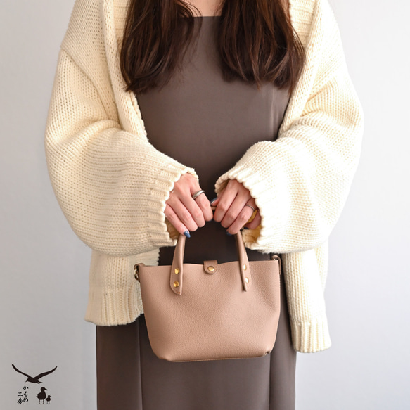 ミニトートバッグ 【 シュリンクレザー 】 本革 姫路レザー くすみ