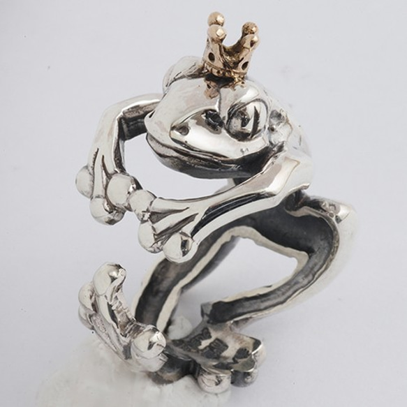 蛙の王様リング シルバーアクセサリー×K18(ピンクゴールド) かえる