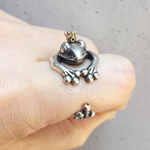 蛙の王様リング 大 シルバーアクセサリー×K18(ピンクゴールド) かえる