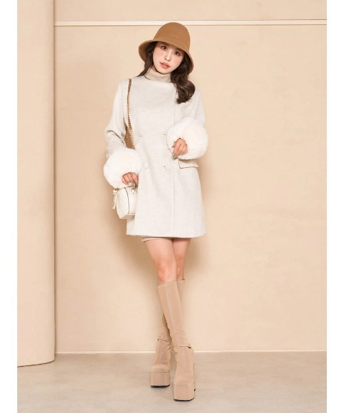 セール】タックデザインチェックコート（ダウンジャケット/コート