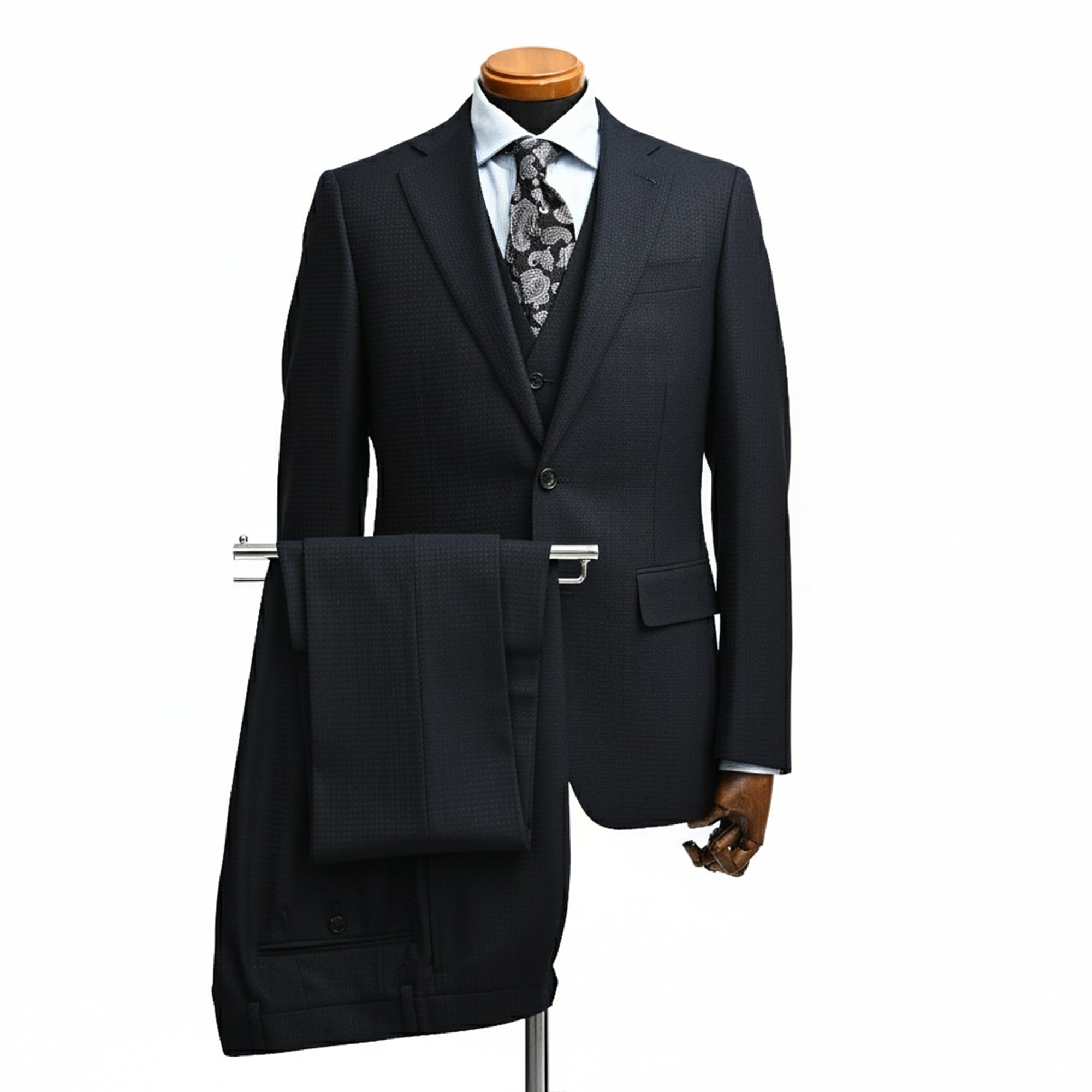 スリーピース スーツ 1タック ドビーチェック ダークネイビー S-613-D