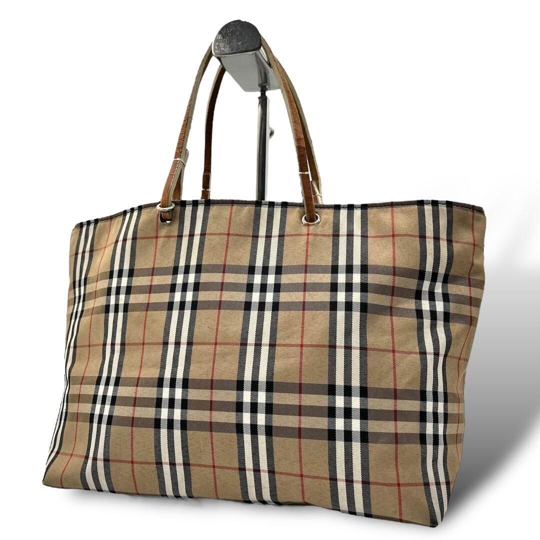 BURBERRY LONDON Nova check tote bag Canvas leather color beige