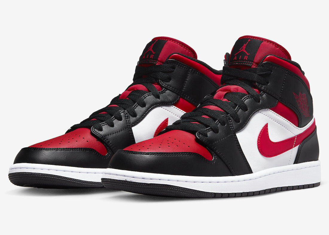 Nike Air Jordan 1 Mid Men's Shoes Sneakers White Black Red 554724