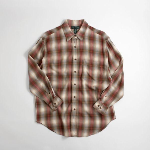 ラルフローレン オンブレチェックシャツ レーヨンxウール [Rlph Lauren