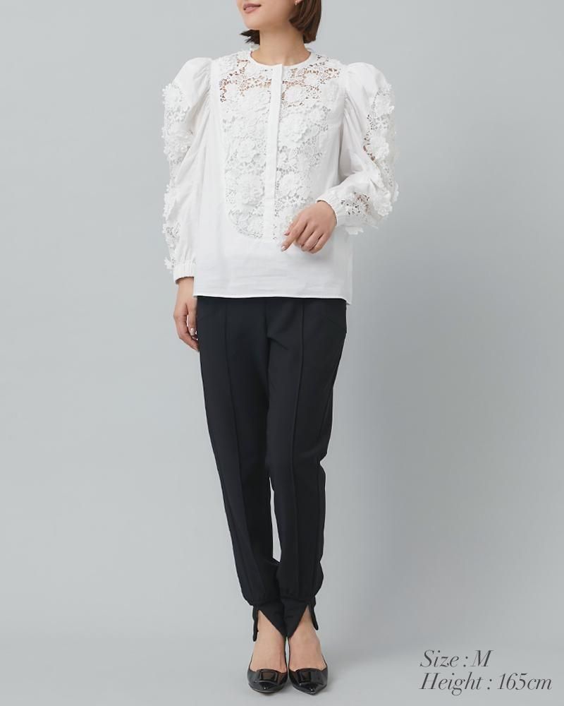 レースドッキングブラウス(ホワイト) - seventen