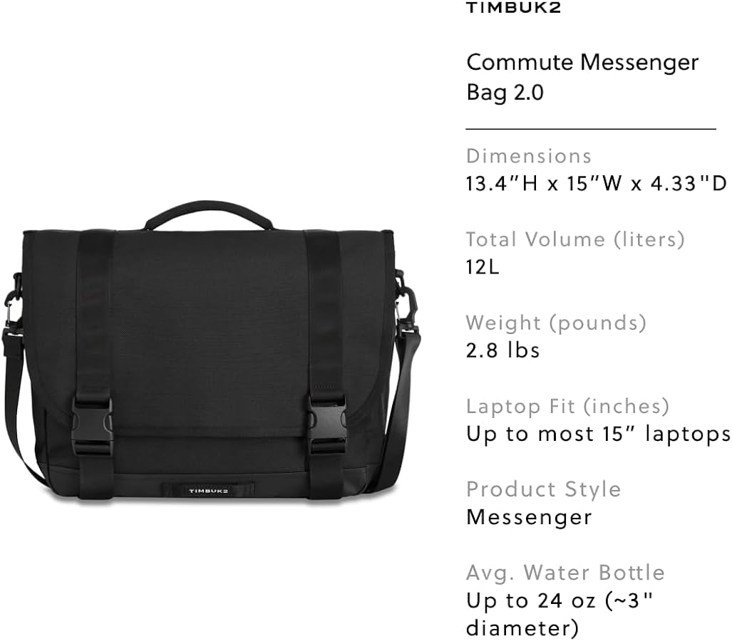 Amazon.com: Timbuk2 Commute Messenger Bag 2.0, Eco Black, Medium
