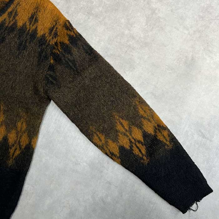 60'S Sears Mohair Cardigan Made in USA BLACK BROWN/L 60年代