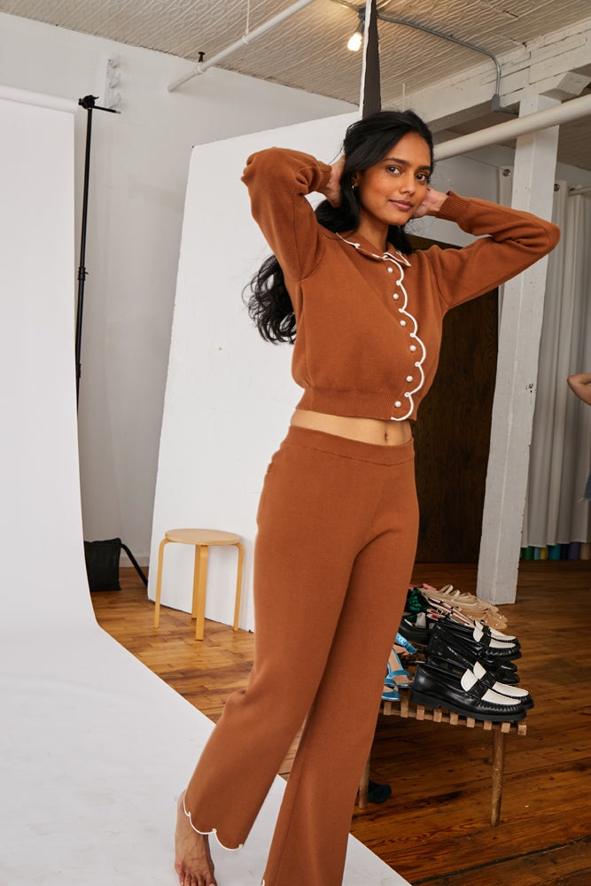 Brown Cropped Collared Cardigan - RachelAntonoff.com