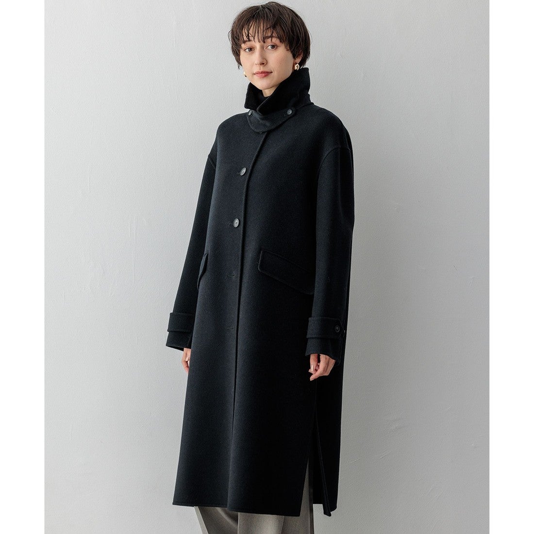 23区（大きいサイズ） MANTECOPureリバー ロングコート （ブラック系