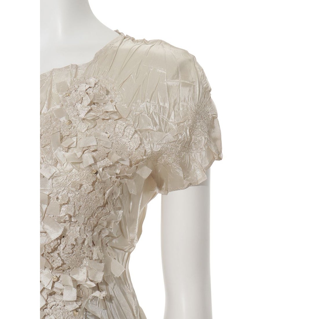 スペッチオ SPECCHIO Gプリーツフレンチ袖ブラウス （シャンブレー