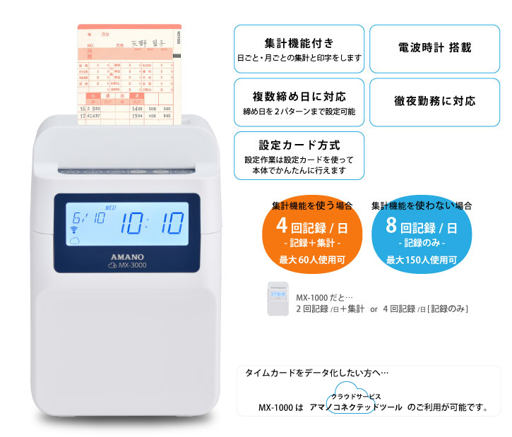 アマノ（AMANO）公式オンラインショップ -MX－3000: 3．タイム