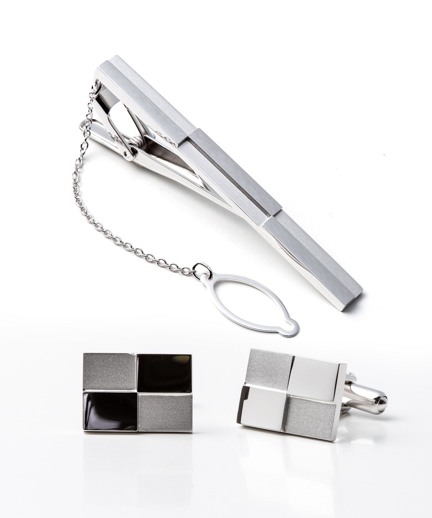 ネクタイピン】Silver925 ネクタイピン＆カフスセット silver silver