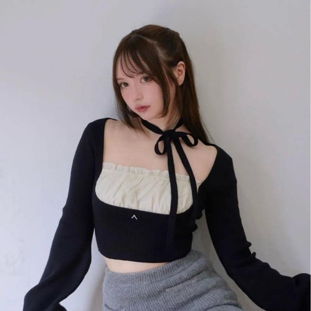 トップス Mew frill tops andmary 新品未使用】ANDMARY Mew frill tops Beige アンドマリー フリル