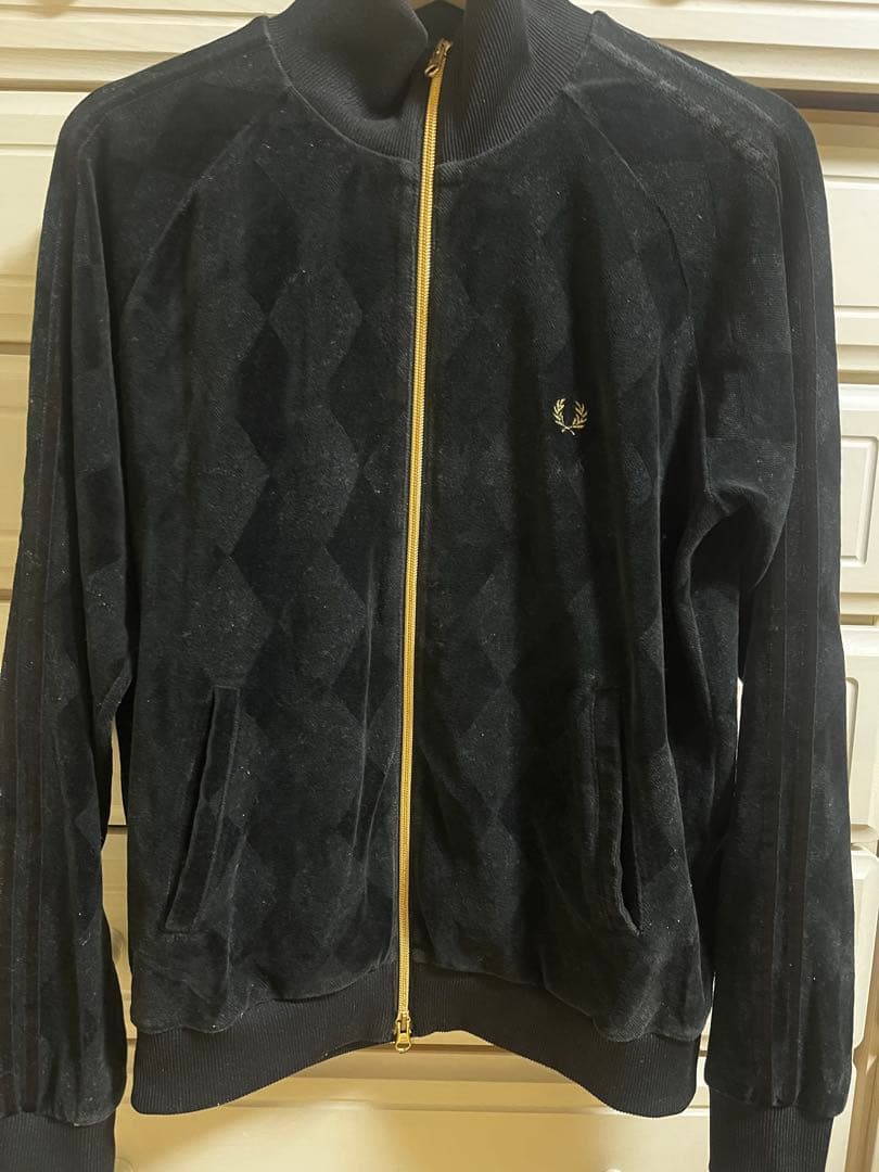 FRED PERRY ブラック ジャージ L ベロア 希少 フレッドペリー ベロア ジャージ L ブラック 志村正彦着用 汚れ