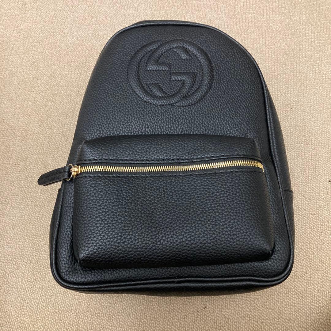 出*う様 Gucci ブラックレザー リュック グッチ バンブー リュックサック ブラック 702101 レザー ユニセックス