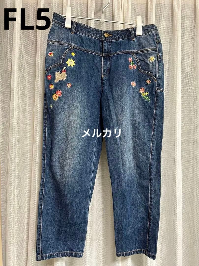 フランシュリッペ　FL5 デニム　ジーンズ　ねこ刺繍　ブルー もこもこ クマ ネコ 刺繍 3D刺繍 デニム ジーンズ 全商品 DIVA CLOSET