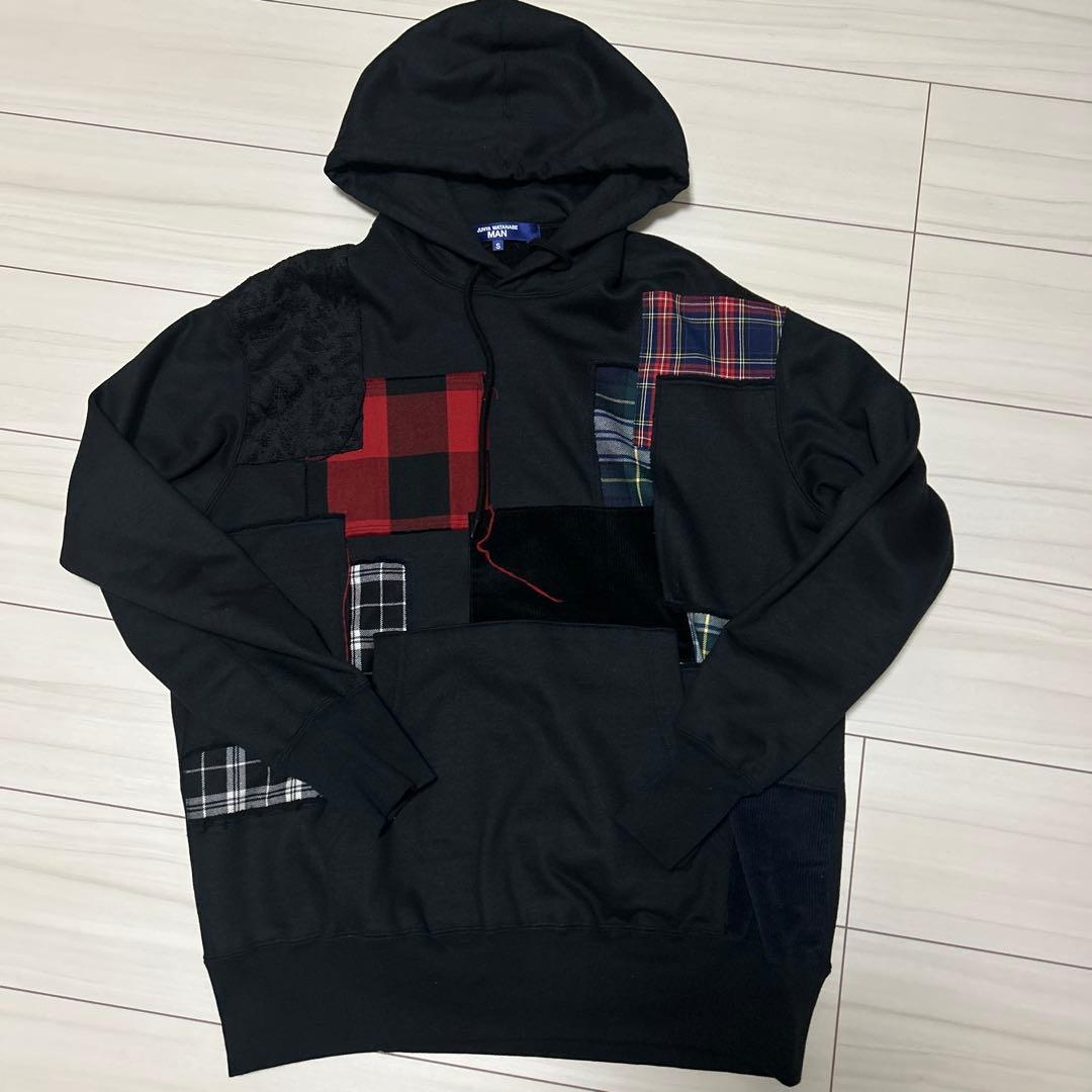 JUNYA WATANABE MAN パッチワークパーカー S JUNYA WATANABE COMME des GARCONS MAN綿ストライプ×多素材パッチ