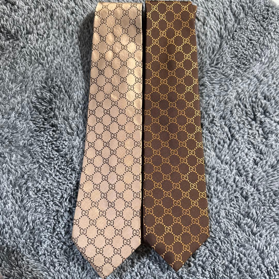 GUCCI シルク ネクタイ GGパターン 2本セット GUCCI（グッチ） ネクタイ GGパターン シルク イタリア製 8cm幅