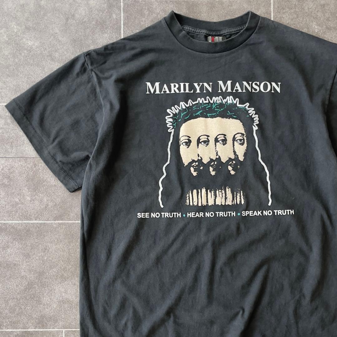 Marilyn Manson Believe Tシャツ 褪黒 XL Marilyn Manson ヴィンテージTシャツ BELIEVE XL XL * vtg 90s Marilyn