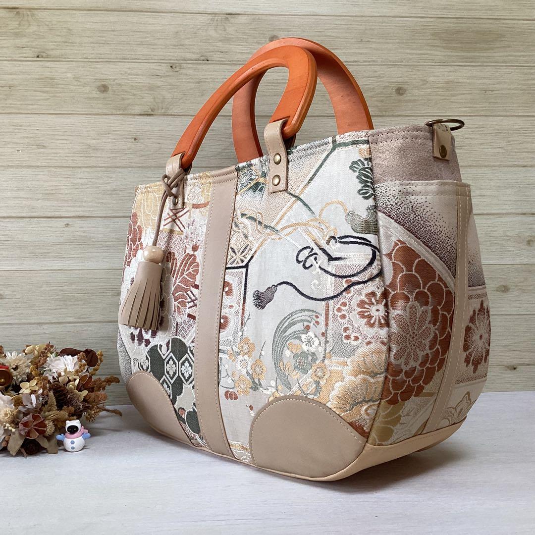 丸帯×本革 着物リメイク トートバッグ ハンドメイド 手提げ 袋帯 アンティーク mqdefault.jpg