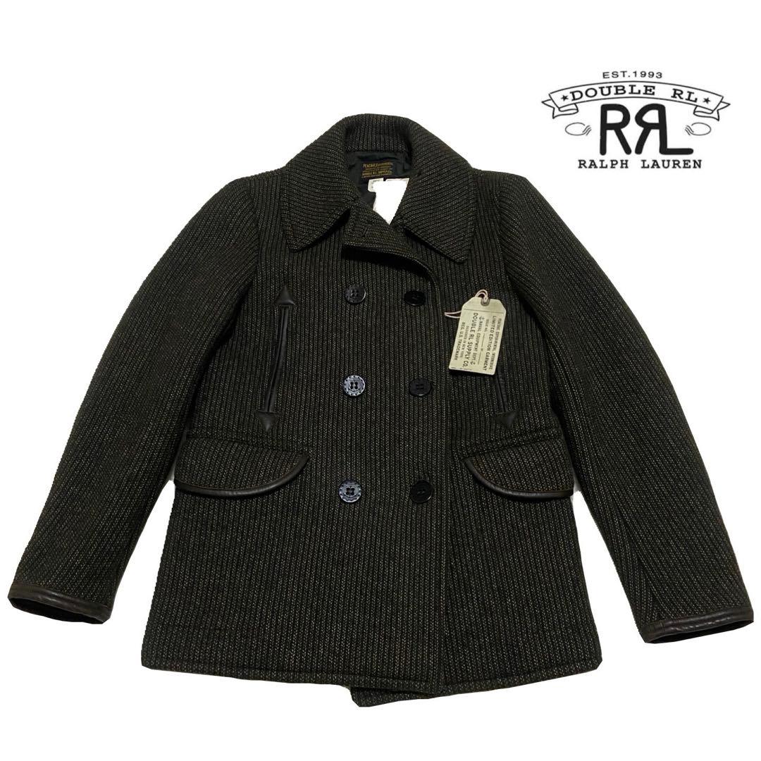 [新品］木村拓哉着用グランメゾン　DOUBLE RLレザートリムPコート24SS L 新品 RRL ピーコート キムタク 着用 グランメゾンパリ 東京 木村拓哉