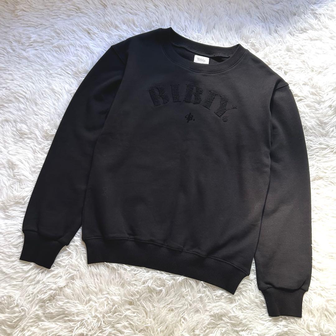 Bibiy. B.GIRLS TOP ロゴスウェット トレーナー　黒　サガラ刺繍 Bibiy. B.GIRLS TOP ロゴスウェット トレーナー 黒 サガラ刺繍 - メルカリ