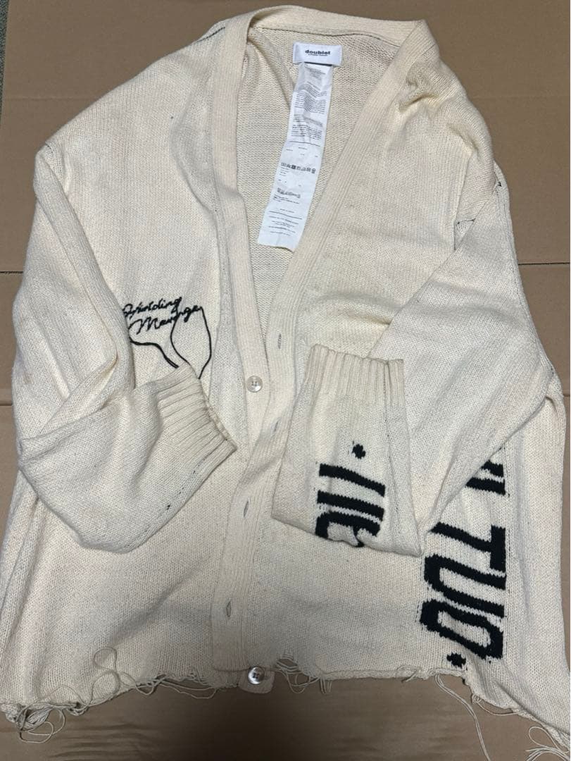 トップス Doublet HIDDEN MESSAGE CARDIGAN Safety Knit Cardigan - Biscuit | Dant
