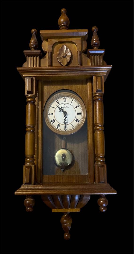 キャメロット　CAMELOT　ローマン文字　カービング　振り子　時計　壁掛け キャメロットCAMELOTローマン文字クォーツカービング振り子時計