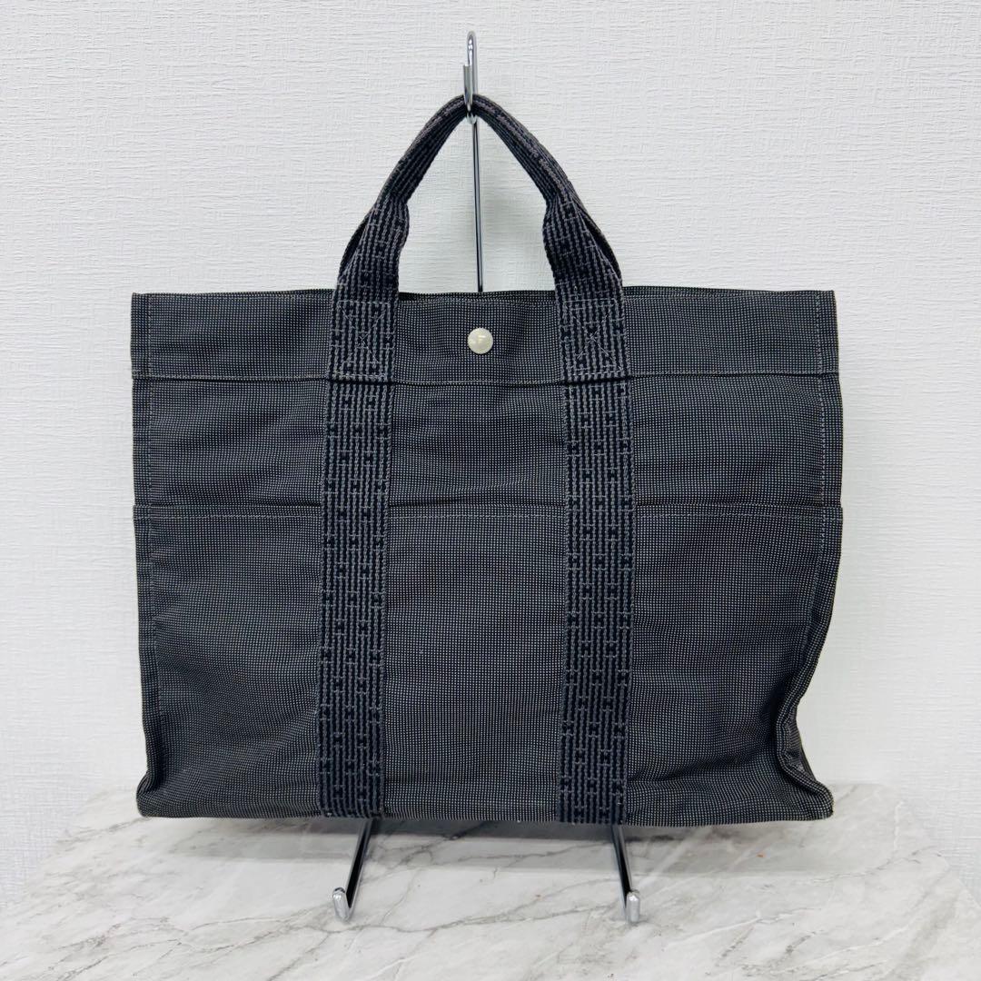 ✨HERMES✨エルメス✨エールライン✨グレー✨ナイロンキャンバス✨トートバッグ エールライン エルメス カバス トートバッグ ナイロンキャンバス