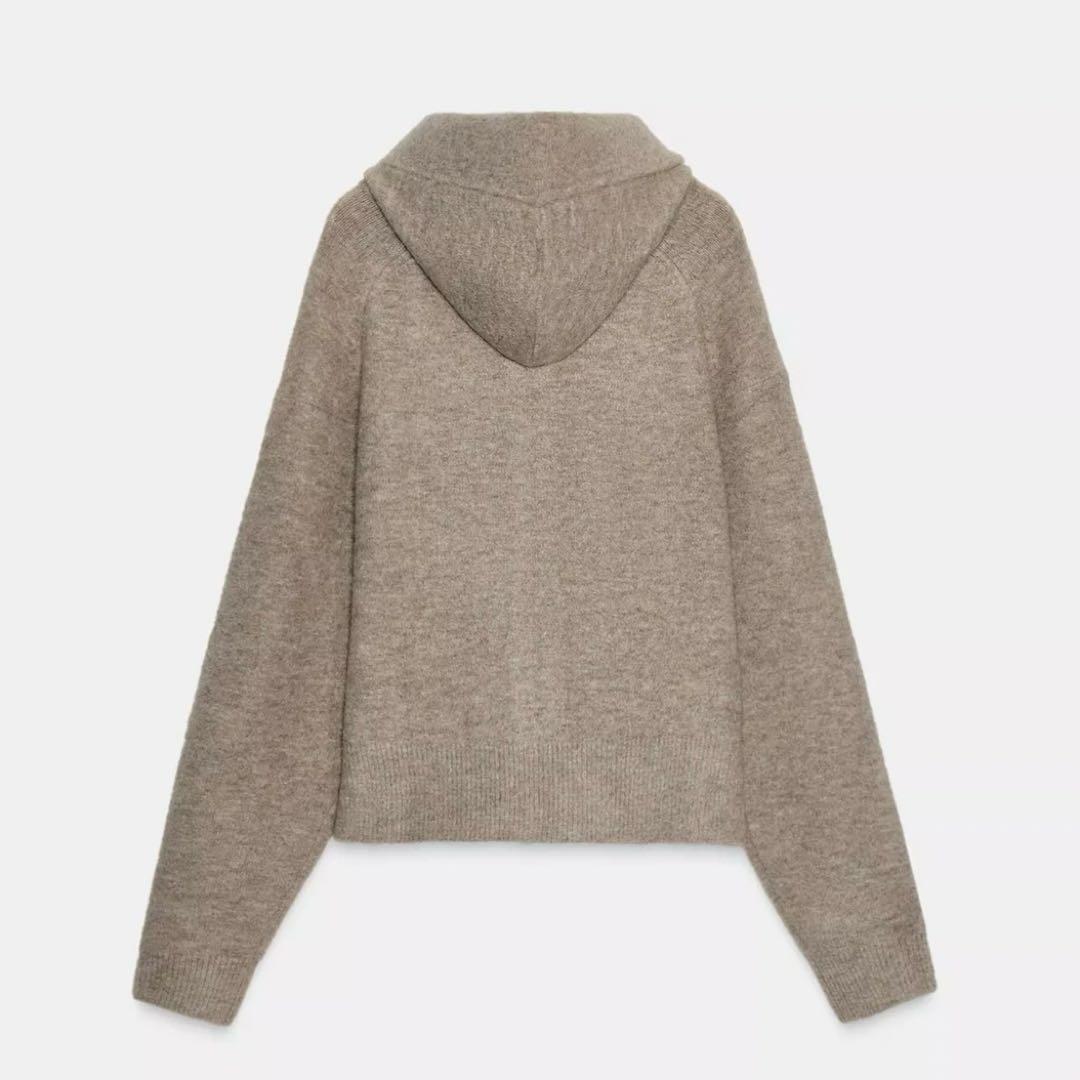 ZARA フード付きリボンニットカーディガン - メルカリ