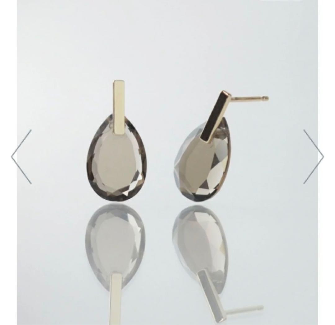 anq. K10 スモーキークォーツ ピアス 現行品 anq.（アンク） ピアス 「anq.」K10・ OneStoneピアス(カイヤナイト