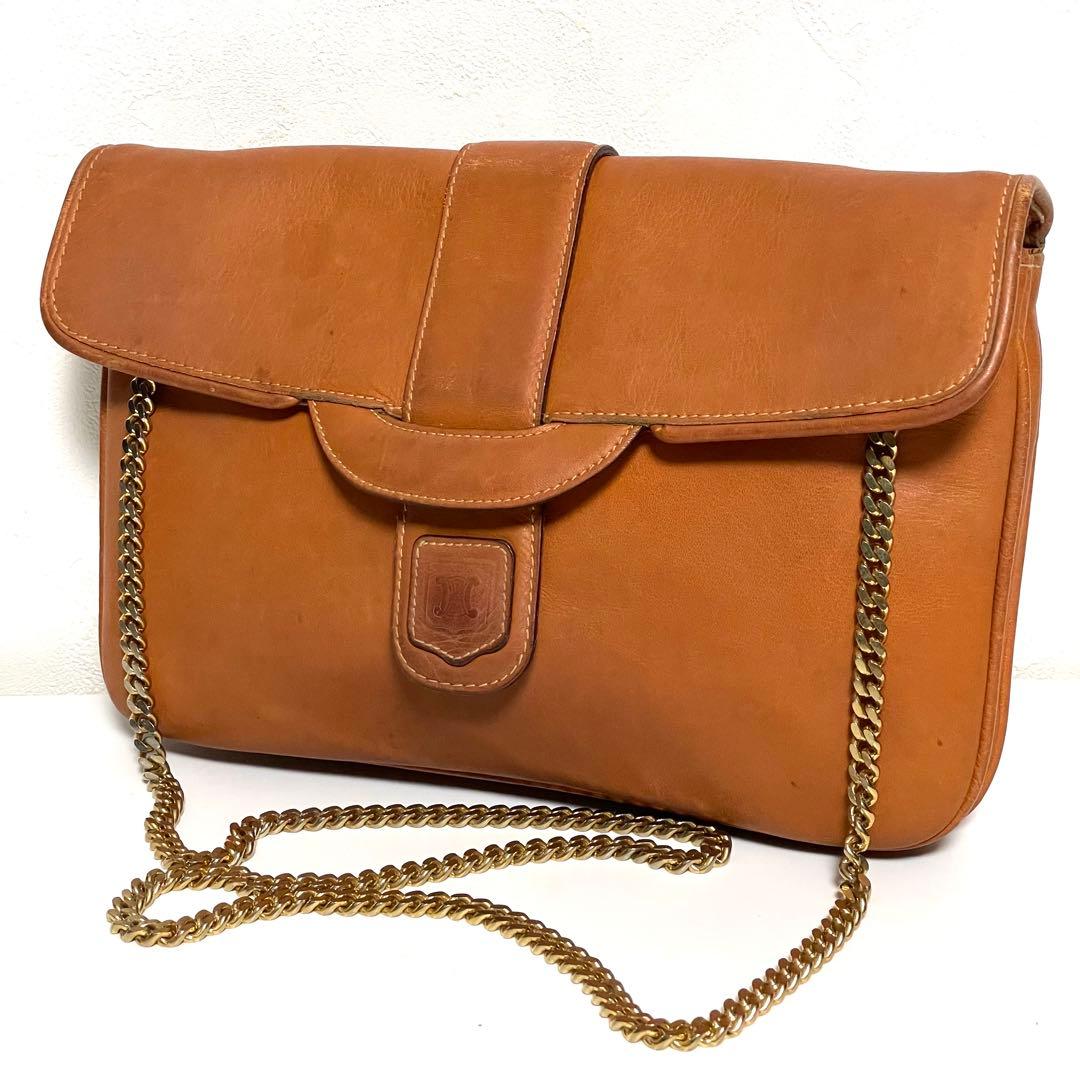 バッグ CELINE Vintage Chain Shoulder Bag Brown Authentic Celine Vintage Macadam Chain Shoulder Bag - Etsy