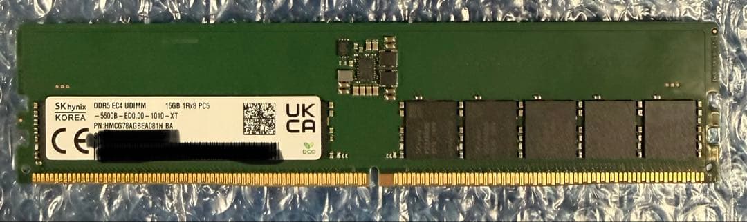 SK hynix DDR5 EC4 UDIMM. 16GB 1Rx8 中古品 SK Hynix 16GB DDR5 5600 EC4 UDIMM ECC RAM 1Rx8 PC5-5600B-ED0-1010