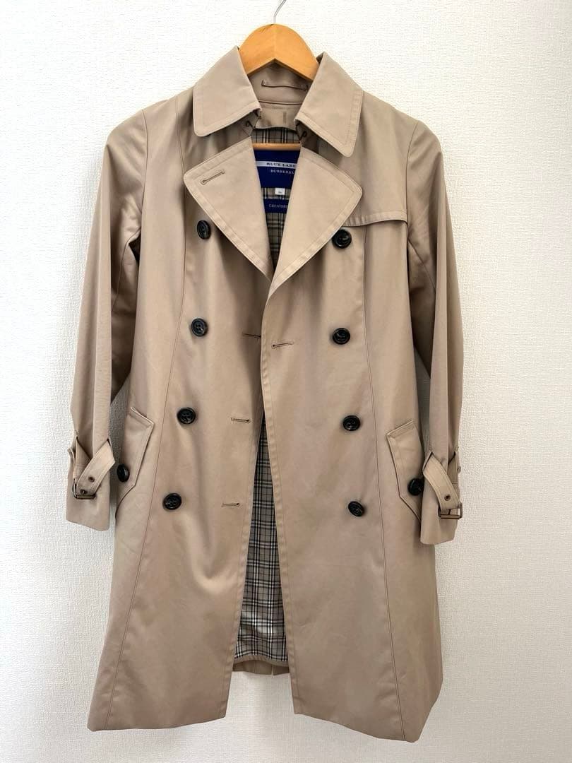 【美品】BURBERRY BLUE LABEL トレンチコート ベージュ 36 BURBERRY BLUE LABEL（バーバリーブルーレーベル） 良品 チェック柄