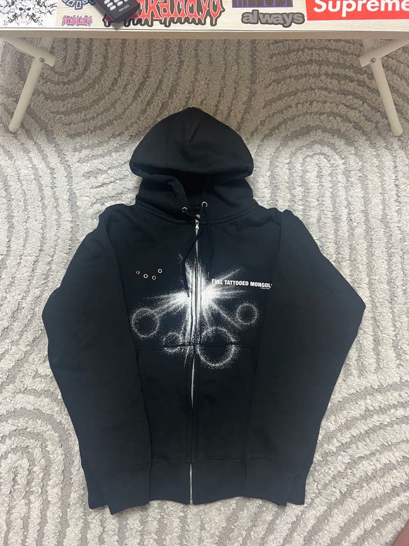 XOGUL eyeleted フーディー　black セール】EYELET EMBROIDERY ZIP UP SWEAT HOODIE（パーカー）｜X-girl