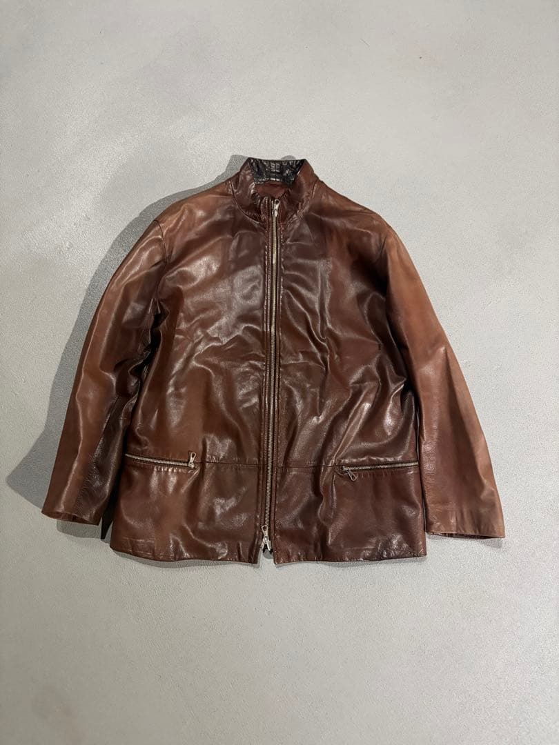 ジャケット・アウター GIORGIO ARMANI leather jacket brown 80's】Old GIORGIO ARMANI Suede Leather Jacket