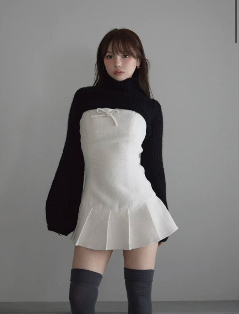 新品　未使用　ANDMARY Twiggy tweed mini dress ANDMARY】Twiggy tweed mini dress