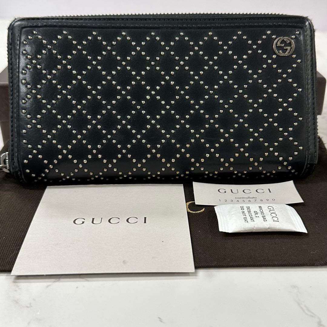 超良品‼️ グッチ　GUCCI 長財布　インターロッキングGG ラウンドファスナー GUCCI インターロッキングG チャーム レザー ラウンドファスナー 長