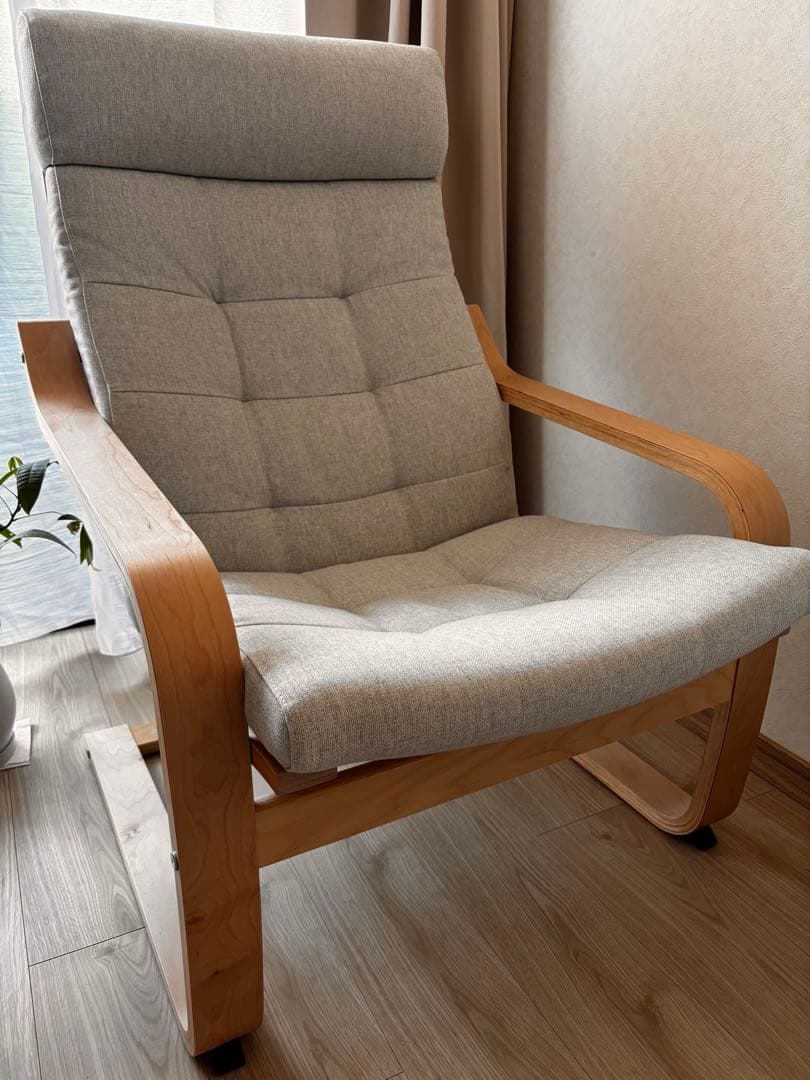 POÄNG ポエング パーソナルチェア, バーチ材突き板/グンナレド ベージュ POÄNG ポエング パーソナルチェア＆オットマン, バーチ材突き板