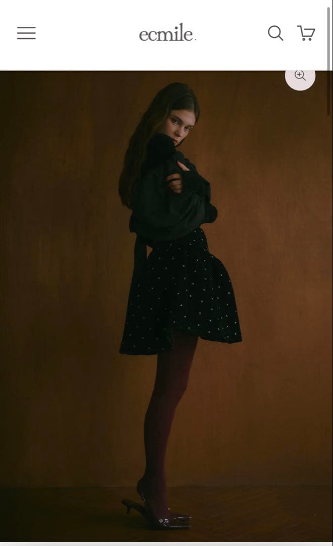 ecmile エクミール VELVET BEADS SKIRT ecmile. エクミール #CHÉRIEALINEFRILLCOAT KHA / BK . #リボン